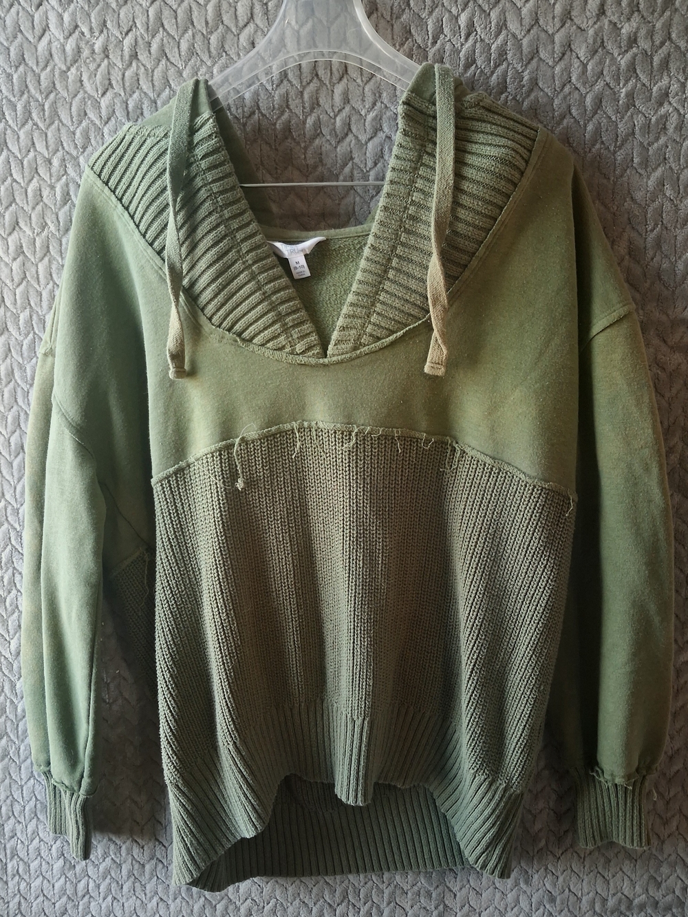Time and Tru Olive Green Hooded Knit Sweater